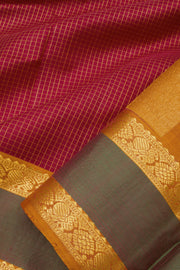 Carmine Red Pure Zari Kanjivaram Silk Saree 10063312