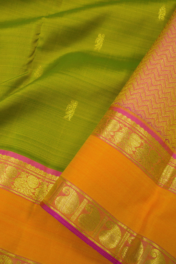 Yellowish Green Pure Zari  Kanjivaram Silk Saree 10063317