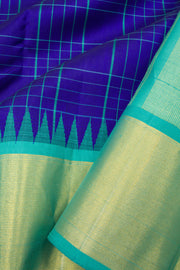 Indigo Blue Pure Zari Korvai Kanjivaram Silk Saree 10063330