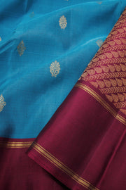 Ocean Blue Pure Zari Kanjivaram Silk Saree 10063341