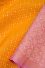 Carrot Orange Pure Zari Kanjivaram Silk Saree 10063355