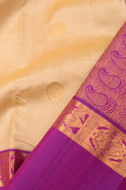 Cream Pure Zari Korvai Kanjivaram Silk Saree 10063358