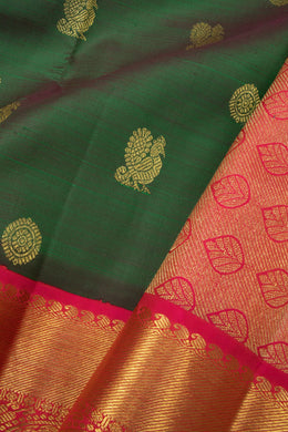Bottle Green Pure Zari Korvai Kanjivaram Silk 