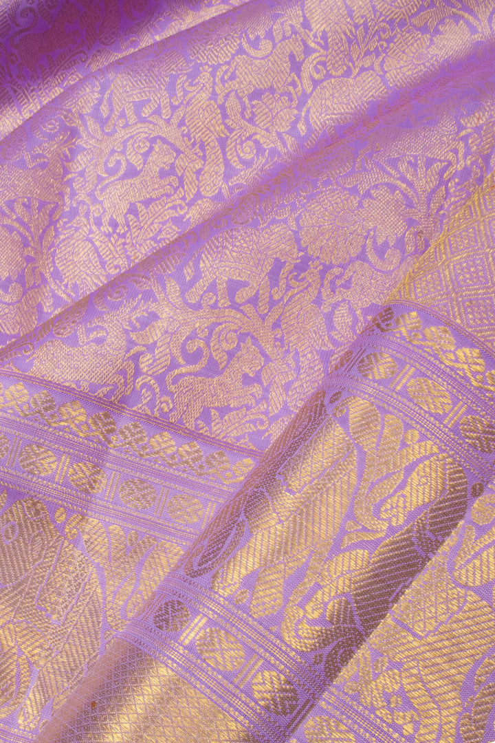 Lavender Vanashringaram Pure Zari Kanjivaram Silk Saree 10063385