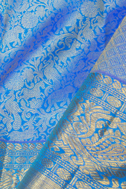 Azure Blue Vanashringaram Pure Zari Kanjivaram Silk Saree 10063387