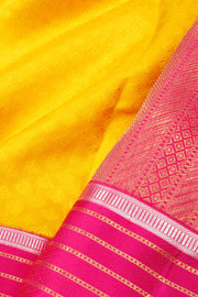 Mango Yellow Pure Zari Korvai Jacquard Kanjivaram Silk Saree 10063402