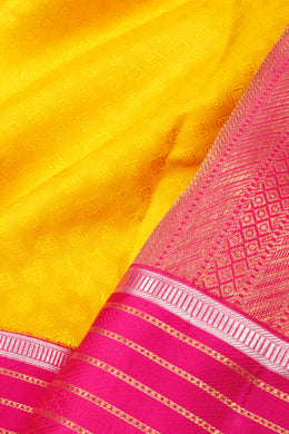Mango Yellow Pure Zari Korvai Jacquard Kanjivaram Silk Saree 10063402