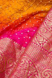 Mustard Yellow Bandhani Silk Saree - Avishya