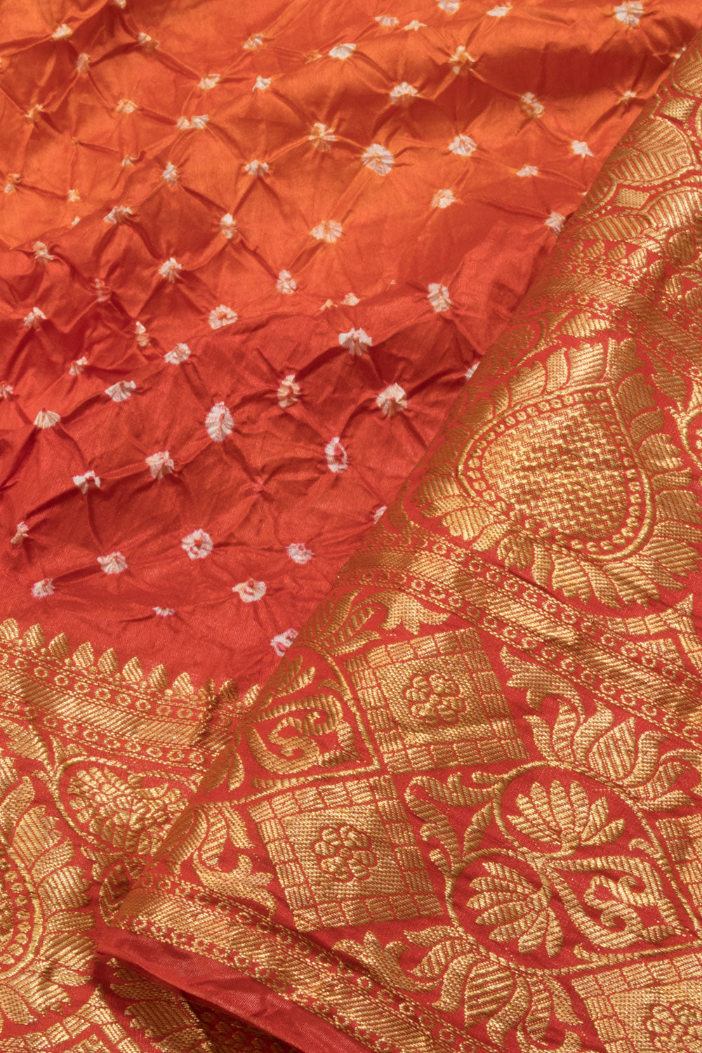 Flaming Orange Bandhani Silk Saree - Avishya