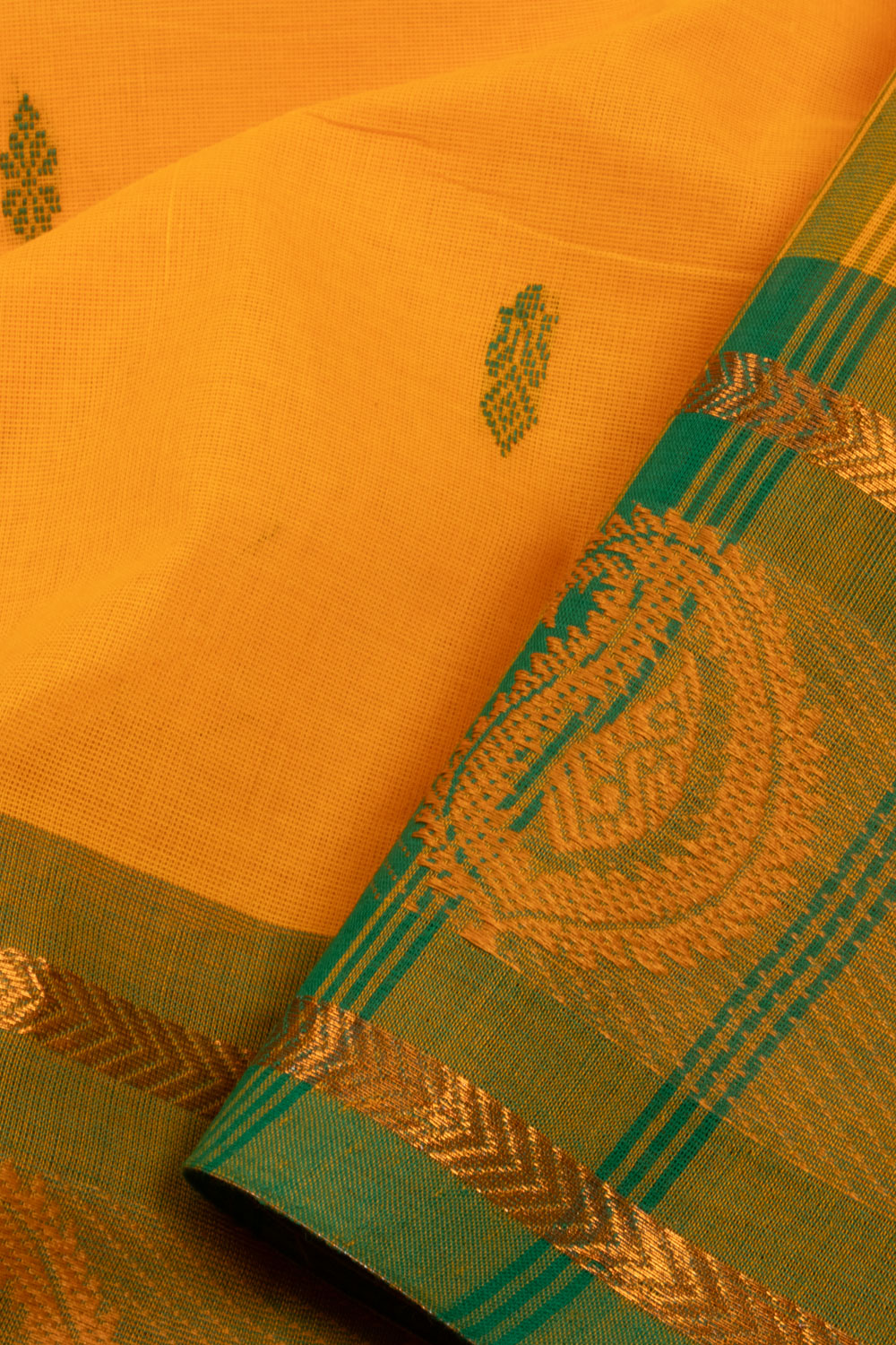Yellow Handwoven Kanchi Cotton Saree 10063474