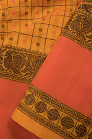 Mustard Yellow Handloom Kanchi Silk Cotton Saree 10078001