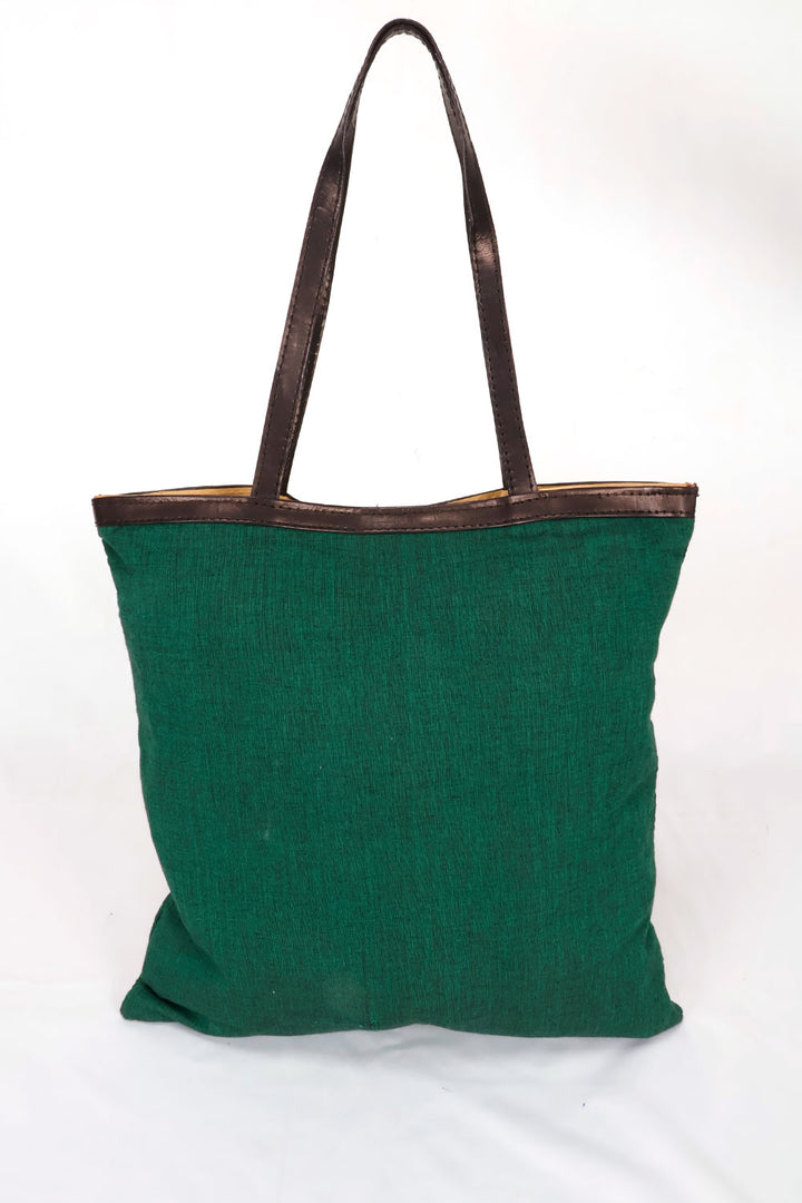 Green Kantha Embroidery Tote Bag 10063533