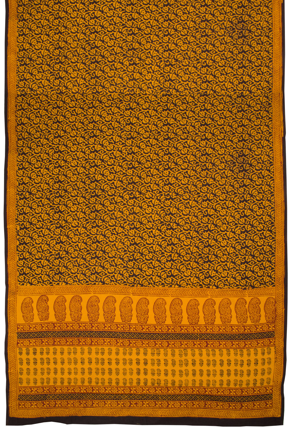 Mustard Yellow Bagh Printed Cotton 3-Piece Salwar Suit Material 10063566