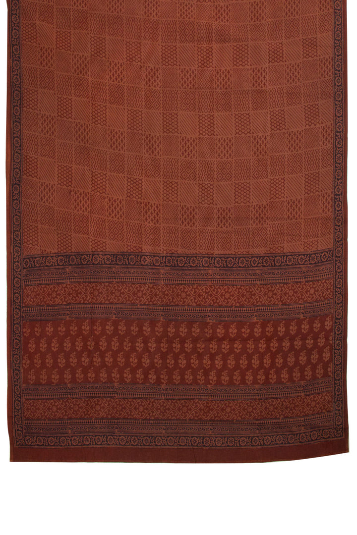 Brown Bagh Printed Cotton 3-Piece Salwar Suit Material 10063581