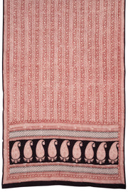 Peach with Black Bagh Printed Cotton 3-Piece Salwar Suit Material - 10063596