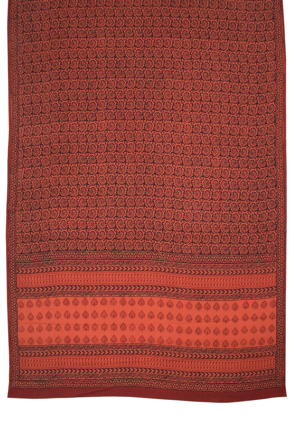 Caramel Brown with Black Bagh Printed Cotton 3-Piece Salwar Suit Material - 10063605