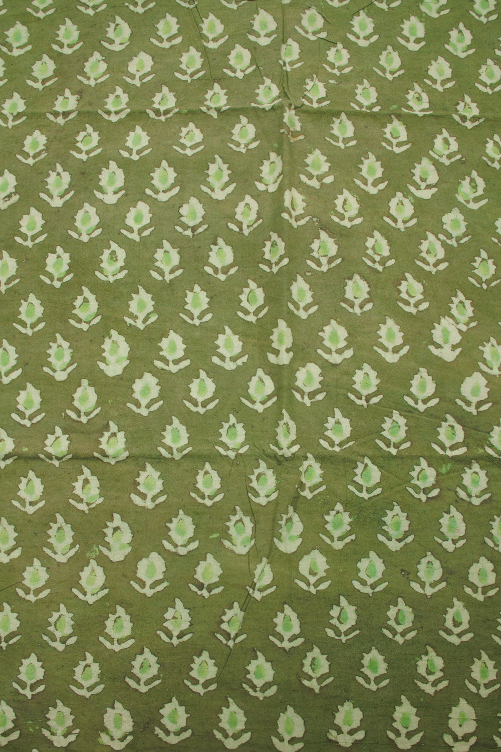 Green Dabu Printed Cotton Salwar Suit Material  - Avishya
