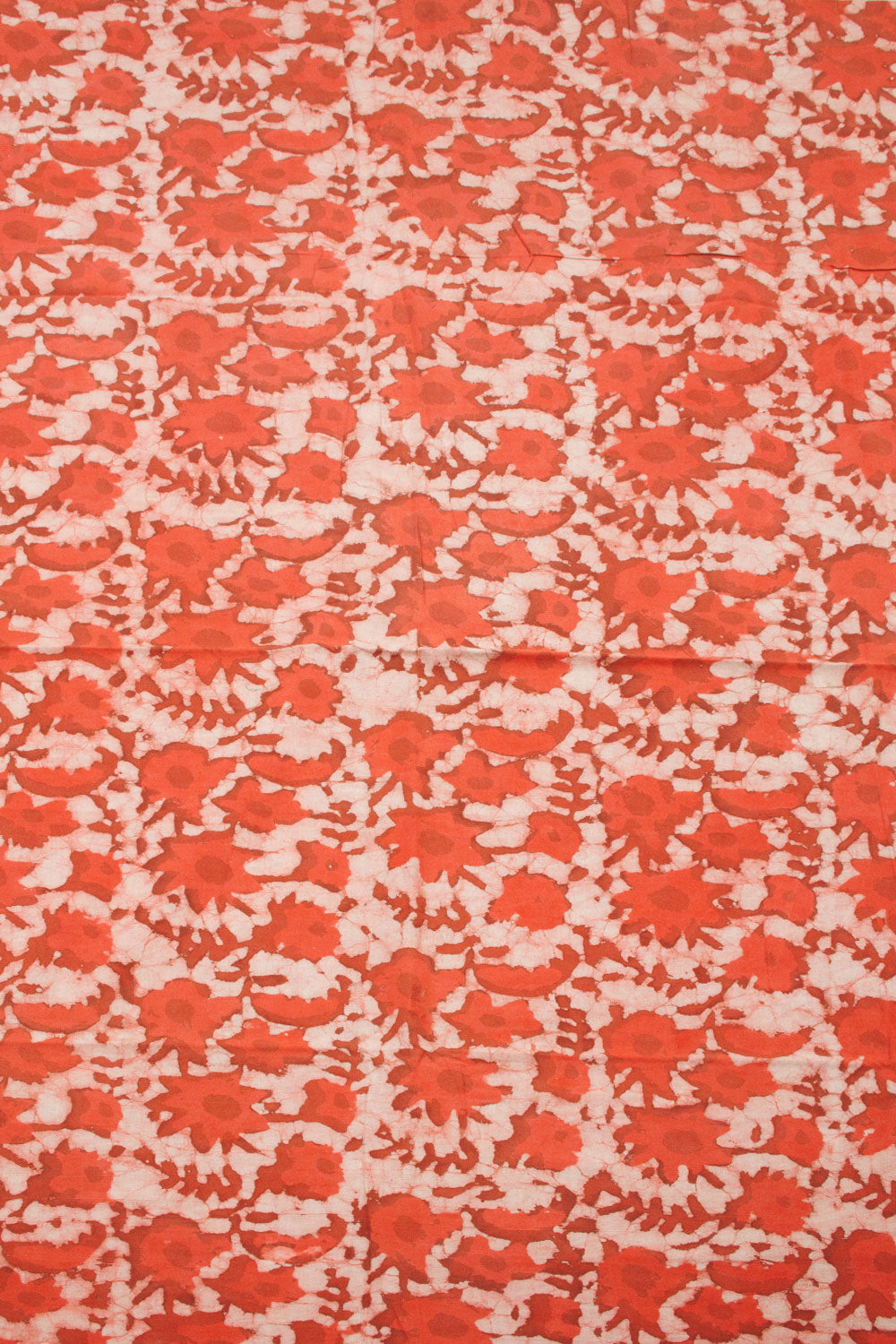 Orange Dabu Printed Cotton Salwar Suit Material - Avishya