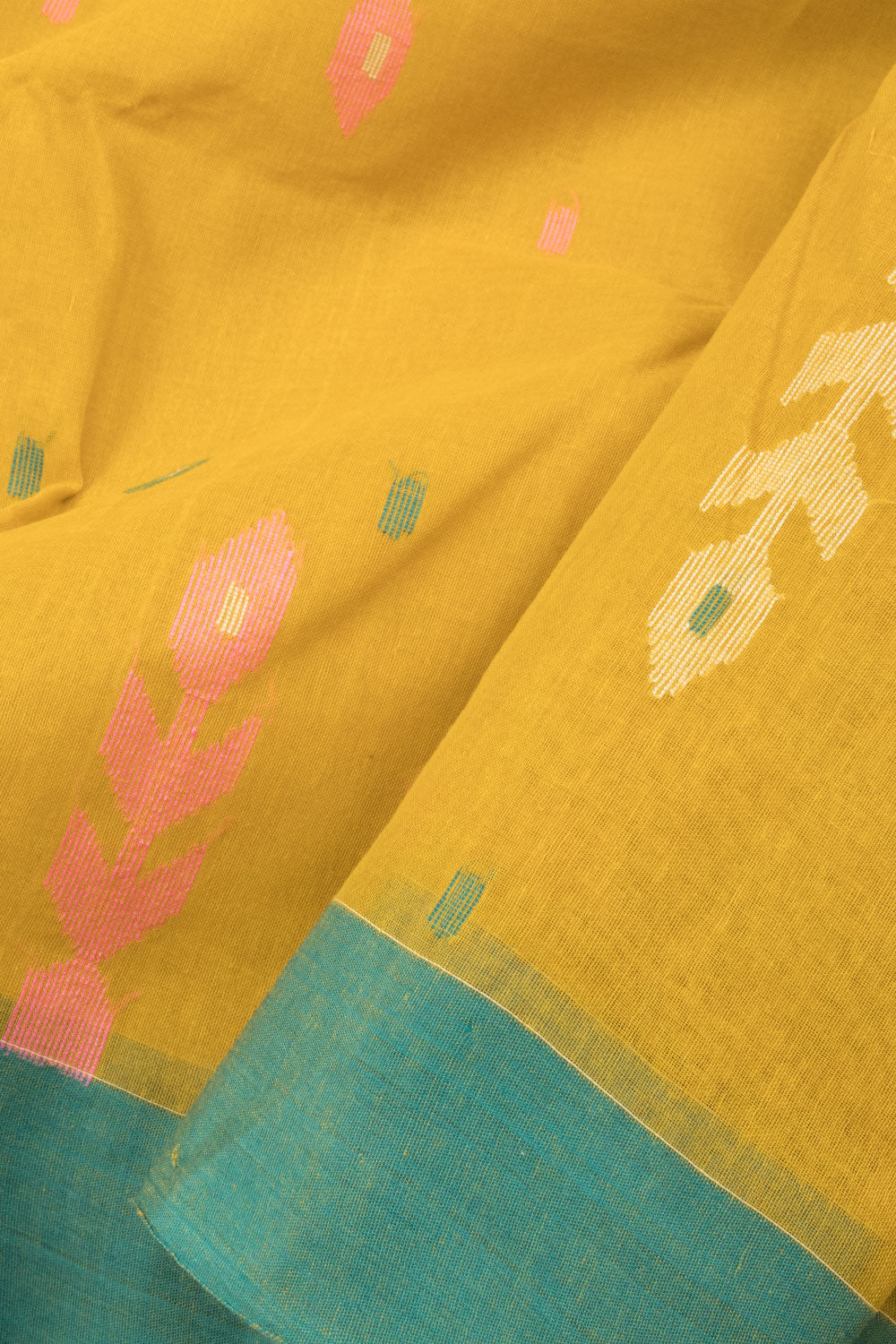 Yellow Handloom Bengal Tant Cotton Saree - Avishya