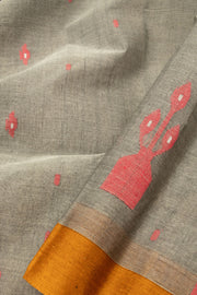 Grey Handloom Bengal Tant Cotton Saree - Avishya