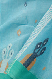 Blue Handloom Bengal Tant Cotton Saree - Avishya