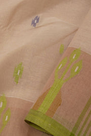 Beige Handwoven Bengal Tant Cotton Saree -Avishya