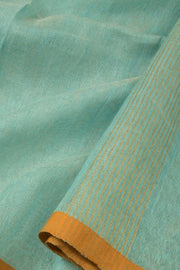 Teal Blue Handloom Bengal Tant Cotton Saree - Avishya