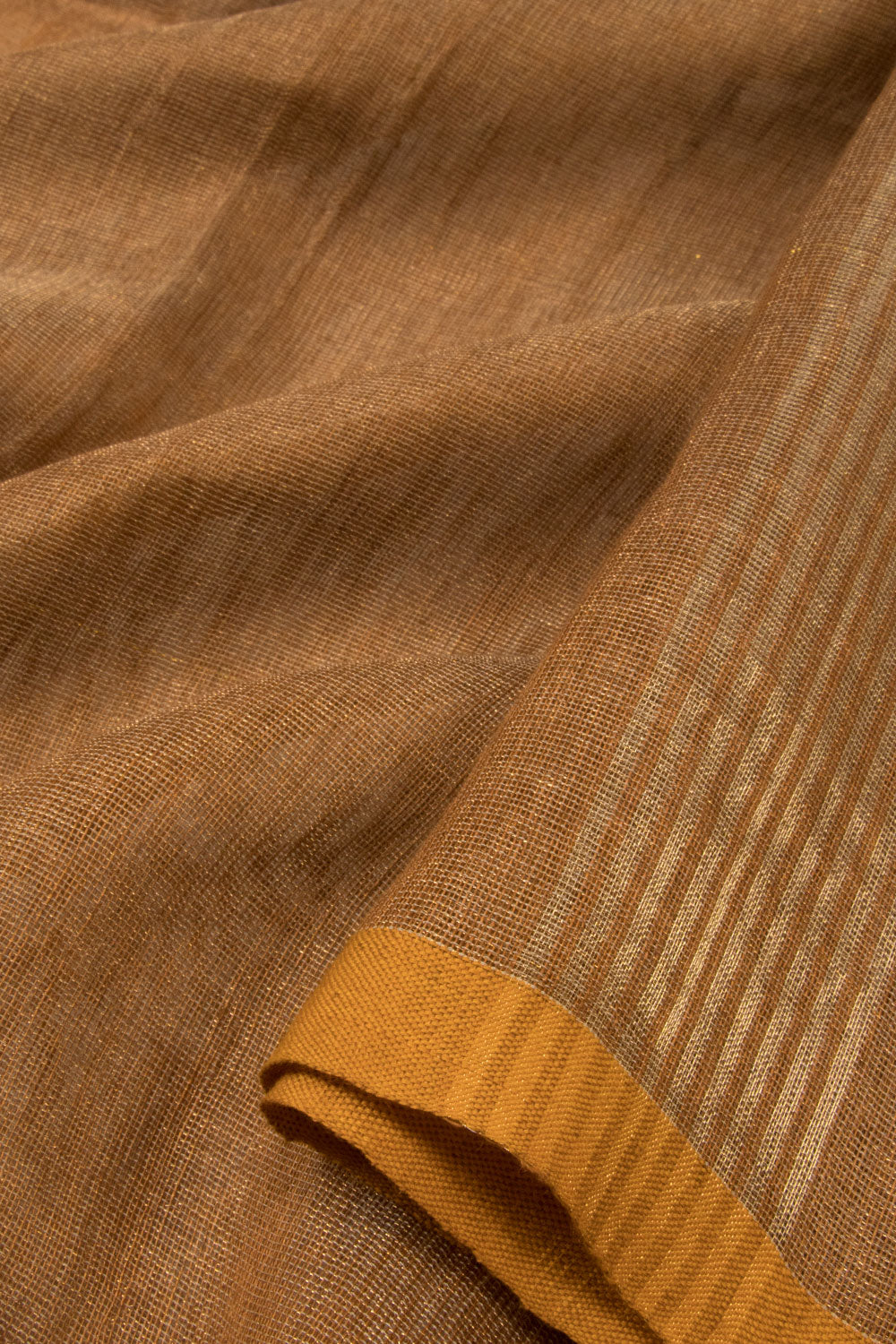 Coffee Brown Handloom Bengal Tant Cotton Saree - Avishya