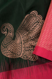 Dark Jungle Green Handloom Kanjivaram Soft Silk Saree 10063771