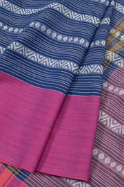 Lapis Blue Handloom Dhaniakhali Cotton Saree 10063793