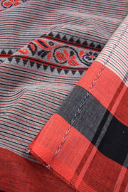 Nobel Grey Handloom Dhaniakhali Cotton Saree 10063804