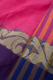 Hot Pink Handloom Dhaniakhali Cotton Saree 10063809