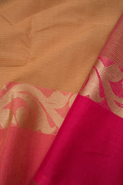 Raw Sienna Brown Handloom Dhaniakhali Cotton Saree 10063813