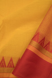 Cantaloupe Yellow Handloom Dhaniakhali Cotton Saree 10063814