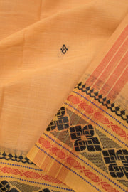Light Orange Handloom Dhaniakhali Cotton Saree 10063817