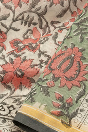 Off White Printed Handloom Chanderi Silk Cotton Saree - Avishya