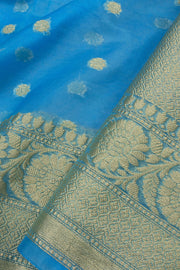 Copper Sulphate Blue Banarasi Organza Viscose Saree 10063847