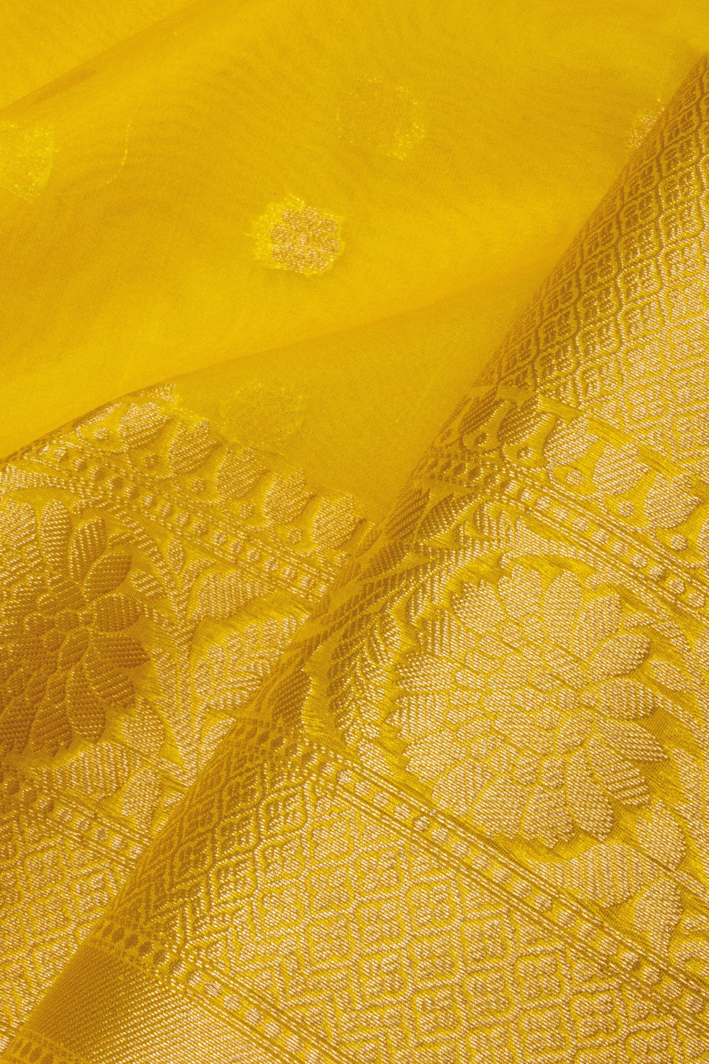 Golden Yellow Banarasi Organza Viscose Saree - Avishya