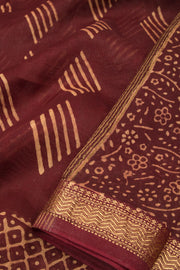 Maroon Akola Dabu Printed Saree - Avishya 