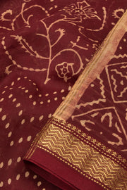 Maroon Akola Dabu Printed Saree - Avishya 