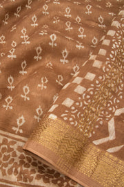 Brown Akola Dabu Printed Saree  - Avishya 