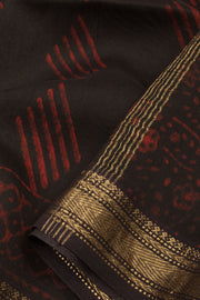 Night Brown Akola Dabu Printed Saree  - Avishya 