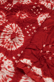 Red Handwoven Bandhani Modal Saree 10063905