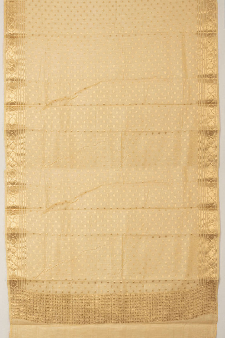 Beige 3 Piece Banarasi Silk Cotton Salwar Suit Material - Avishya