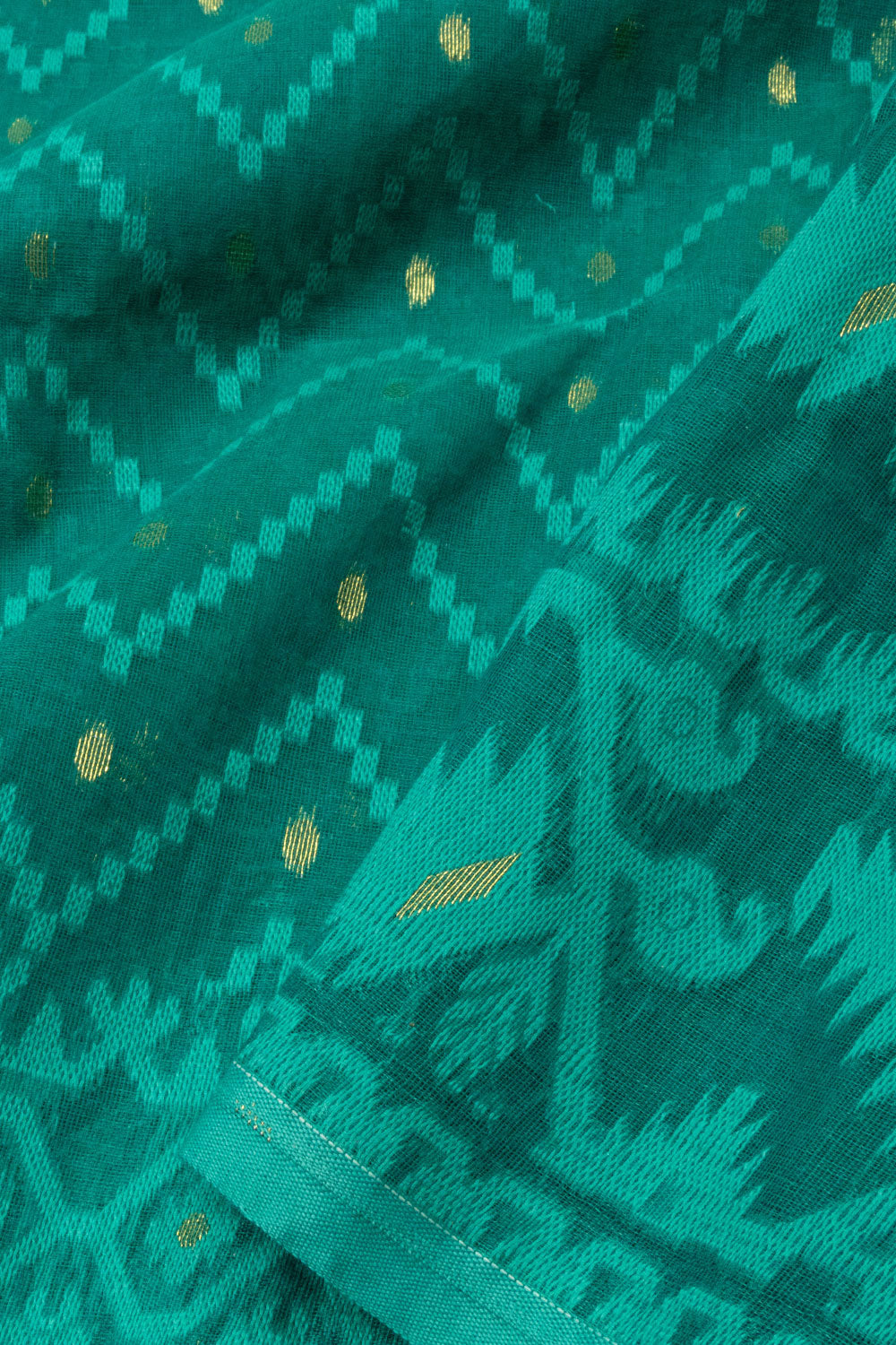 Green Handloom Jamdani Style Jamdani Cotton Saree 10064018