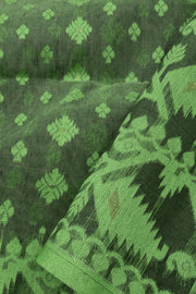 Dark Green Handloom Jamdani Style Jamdani Cotton Saree - Avishya
