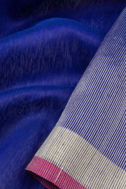 Navy Blue Handloom Maheswari Silk Cotton Saree - Avishya