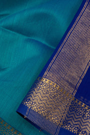 Cerulean Blue Handloom Maheswari Silk Cotton Saree -Avishya