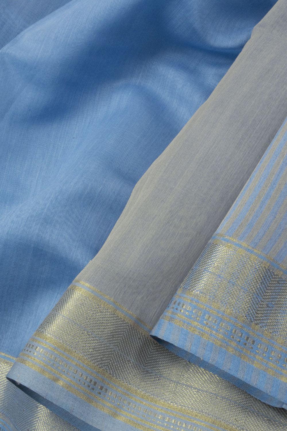 Grey Handloom Maheshwari Silk Cotton Saree - Avishya.com