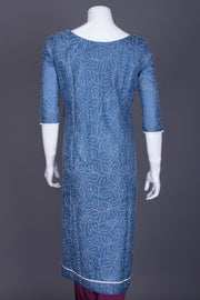 Blue Kantha Embroidered Tussar Silk Kurta - Avishya